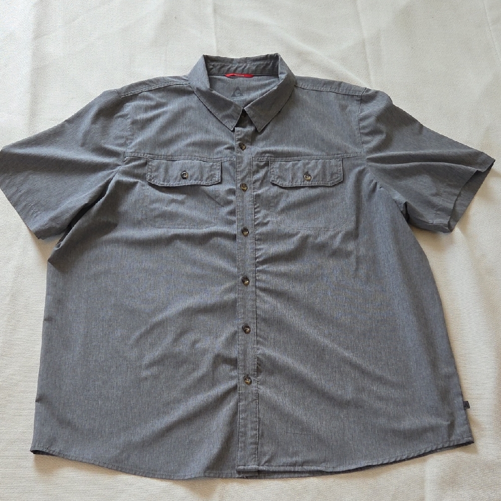 Gerry Men's Short Sleeve Comfort Fit Quick Dry Stretch Woven Shirt Gray 3xl